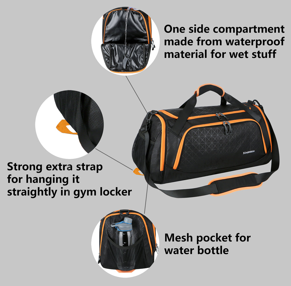 Mouteenoo Sports Travel Duffel Gym Bag for Men Women with Shoes Compar