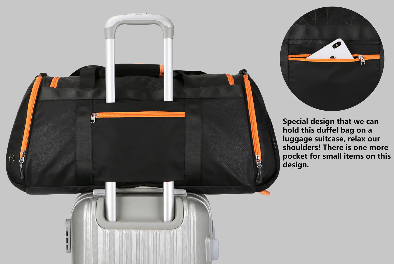 Mouteenoo Sports Travel Duffel Gym Bag for Men Women with Shoes Compar